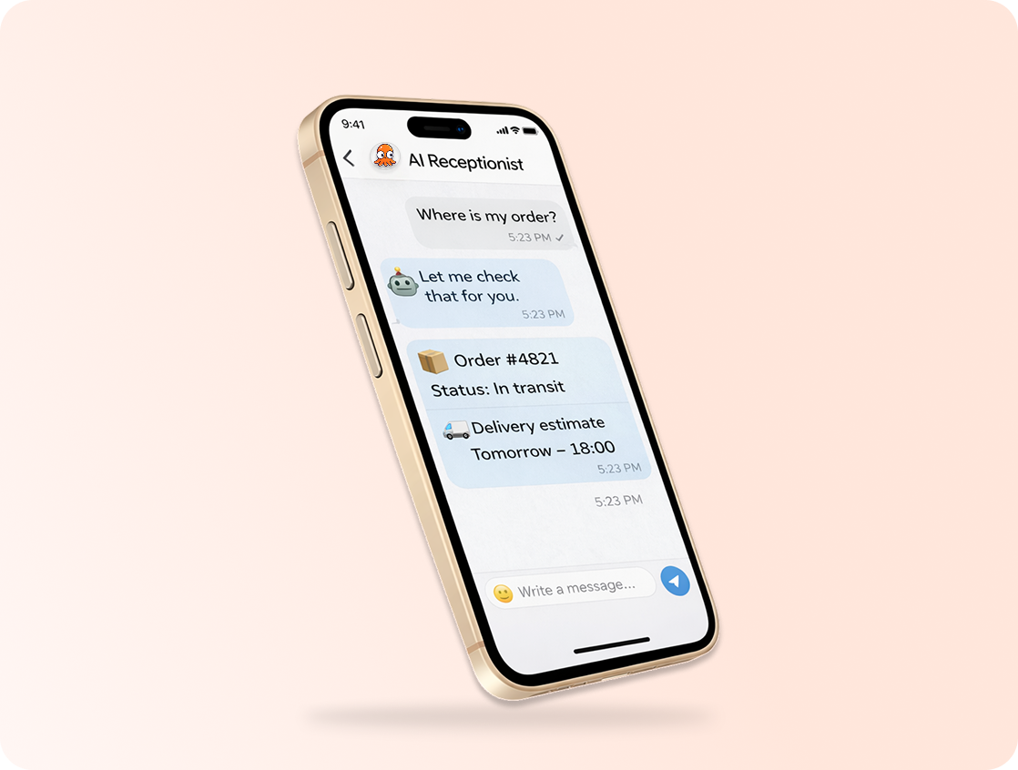 AI-powered order tracking chatbot showing delivery status and estimated arrival time