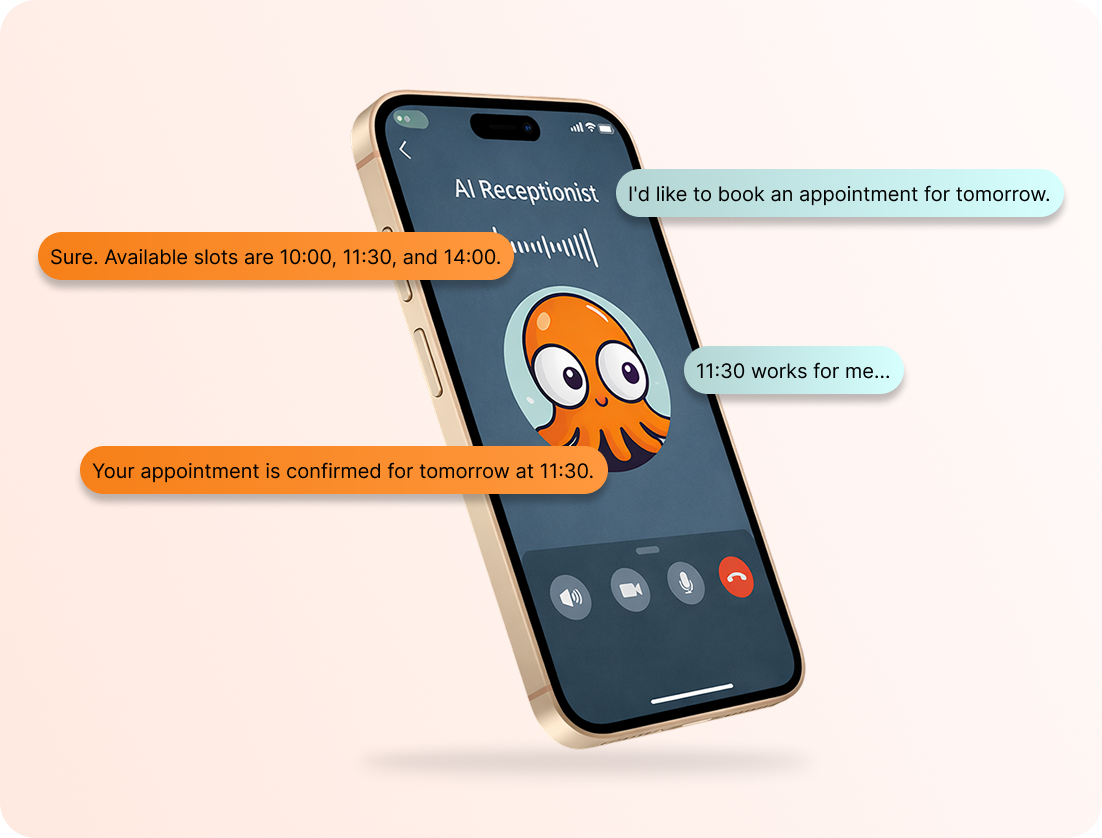 AI-powered medical appointment scheduling dashboard with calendar view and chat widget